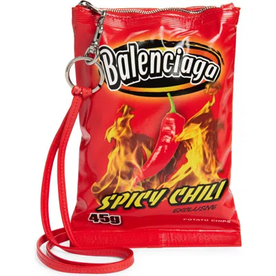 Balenciaga Chips Leather Phone Pouch