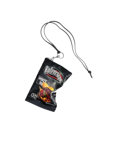 Balenciaga Chips Phone Holder Pouch In Black