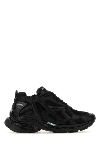 Balenciaga Black Mesh And Rubber Runner Sneakers