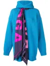 Balenciaga Chunky Jumper With Scarf In Blue