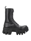 BALENCIAGA CHUNKY LACE-UP BOOTS IN SMOOTH BLACK LEATHER FOR WOMEN