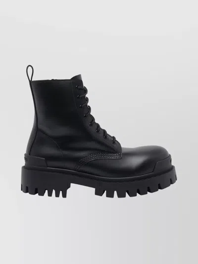 BALENCIAGA LEATHER STRIKE LACE-UP ANKLE BOOTS