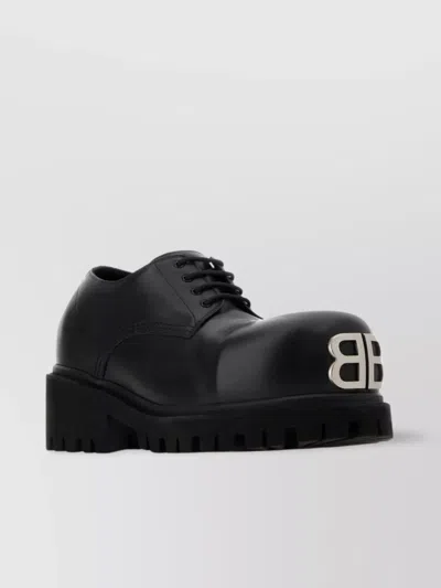 Balenciaga Chunky Sole Lace-up Shoes With Round Toe In Black