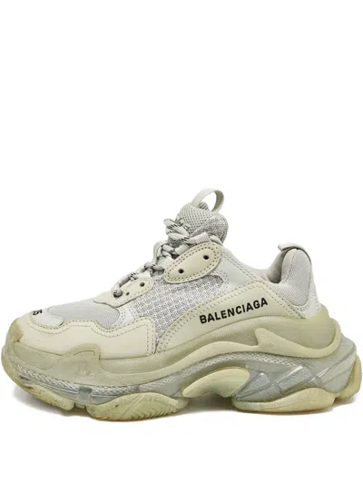 Pre-owned Balenciaga Chunky Sole Lace-up Sneakers In Neutral