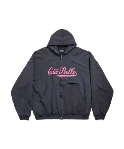 Balenciaga Ciao Bello Large-fit Hooded Sweatshirt In Black