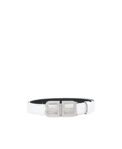 Balenciaga Cintura Bassa Bb Hourglass Con Lavorazione Coccodrillo E Strass  Da Donna In Bianco Ottico In White