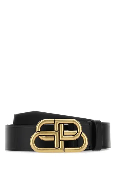 Balenciaga Bb Leather Belt In Black