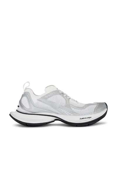 Balenciaga Circuit Logo-embossed Leather And Mesh Low-top Trainers In Silver