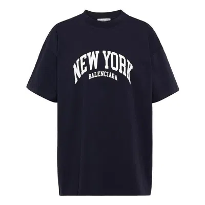 Balenciaga Cities New York T-shirt Medium Fit 'dark Blue' In Black
