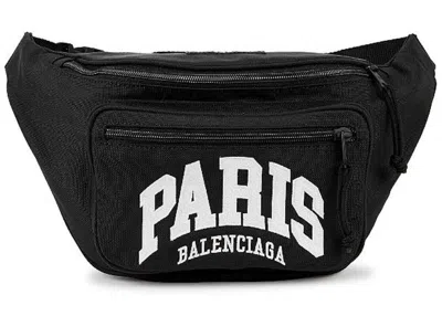 Pre-owned Balenciaga Cities Paris Explorer Nylon Belt Bag In Black