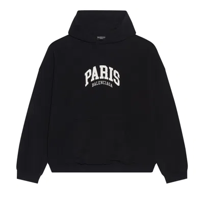 Pre-owned Balenciaga Cities Paris Hoodie Wide Fit 'black'