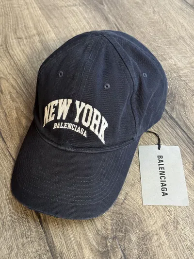 Pre-owned Balenciaga Cities Series New York Cap In Navy Blue