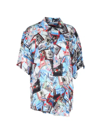 Pre-owned Balenciaga Cities Silk Shirt In Blue