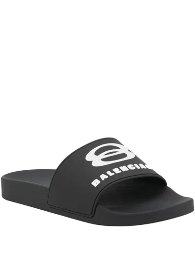 Balenciaga Rubber Slide Sandals For The Pool In Black