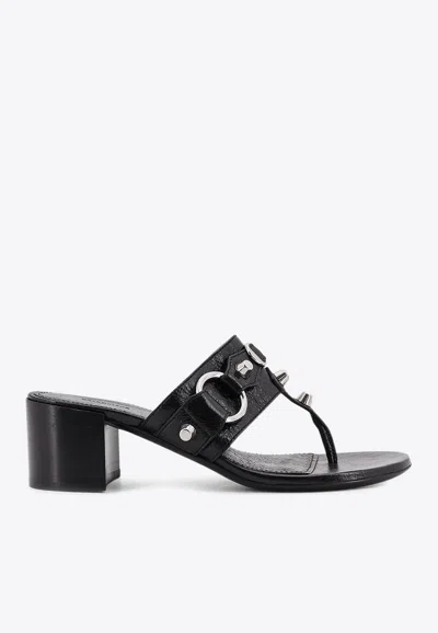 BALENCIAGA CITY 50 LEATHER THONG SANDALS