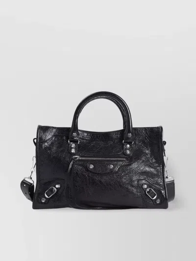 Balenciaga Small Le City Arena Lamb Bag In Black