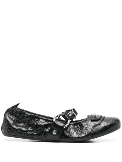 Balenciaga City Nappa Leather Ballet Flats In Black