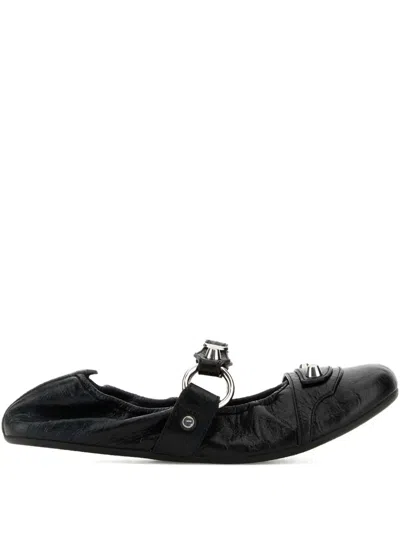 Balenciaga City Nappa Leather Ballet Flats In Black