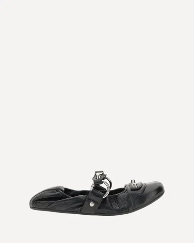 Balenciaga City Ballerinas In Black+silver