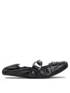 Balenciaga Black Leather City Ballerinas In Black