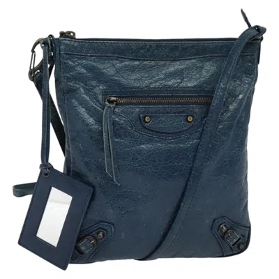 Pre-owned Balenciaga City Blue Leather Shoulder Bag ()
