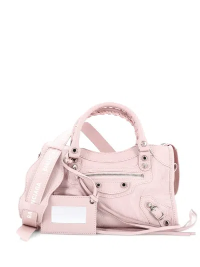 Pre-owned Balenciaga City Classic Studs Bag Leather Mini Satchel In Pink