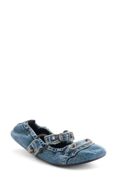 Balenciaga City Denim Mary Jane Flat In Multi
