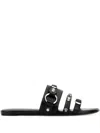 Balenciaga City Nappa Leather Flat Slides In Black