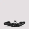 Balenciaga Black Lamb Leather Shoes With Striking Metallic Accents In Black Silver