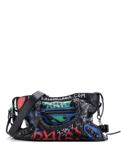 Pre-owned Balenciaga City Graffiti Classic Studs Bag Leather Small Satchel In Black