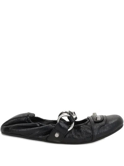 Balenciaga City Black Ballet Flats In Arena Lambskin Leather