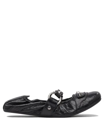 Balenciaga City Leather Ballets In Black