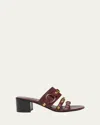 Balenciaga City Leather Block-heel Sandals In Red