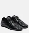 Balenciaga City Studded Crinkled-leather Sneakers In Black