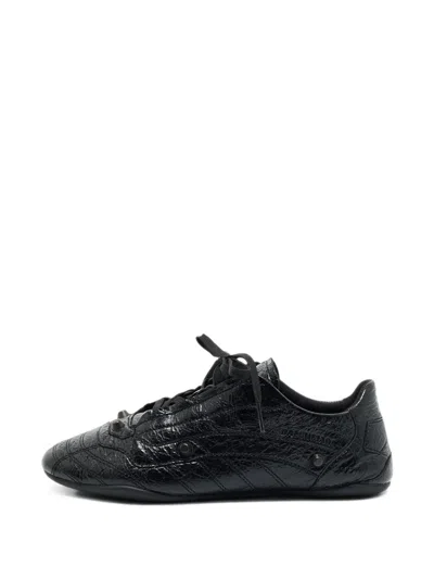 Pre-owned Balenciaga City Leather Sneakers In Black