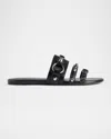 Balenciaga City Leather Triple-band Slide Sandals In Black