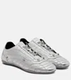 Balenciaga City Metallic Leather Sneakers In Silver