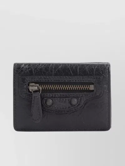 Balenciaga City Mini Wallet Foldable Lamb Leather In Black