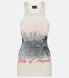 Balenciaga Printed Ribbed Cotton-jersey Tank In Neutral