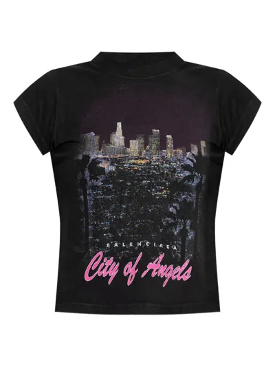 Balenciaga City Of Angels Graphic-print T-shirt In Black