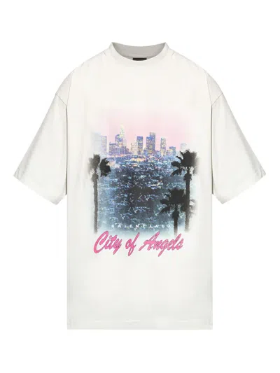Balenciaga City Of Angels Graphic-print T-shirt In White