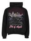 Balenciaga Hooded Graphic Print Sweater With Ribbed Cuffs In Black