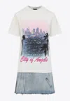 Balenciaga Layered Mini Dress With Denim Skirt Effect