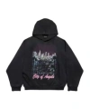 Balenciaga Hooded Graphic Print Sweater With Ribbed Cuffs In Black