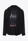 Balenciaga Layered Distressed Long Sleeve Graphic Shirt In Black