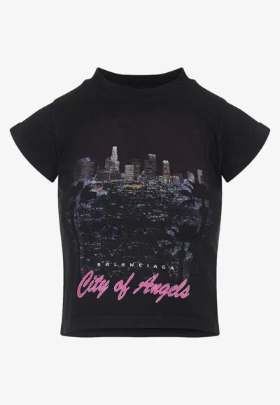 BALENCIAGA CITY OF ANGELS PRINT SHRUNK T-SHIRT