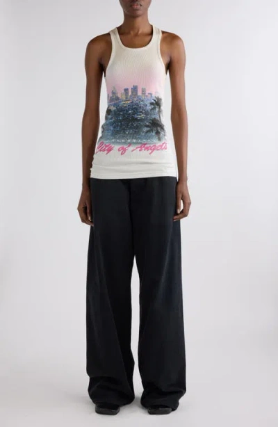 Balenciaga City Of Angels Rib Graphic Tank In Black