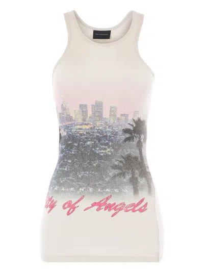 Balenciaga Printed Ribbed Cotton-jersey Tank In Neutral