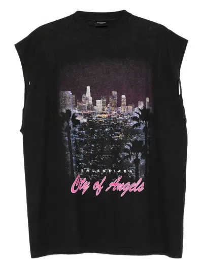 Balenciaga City Of Angels Sleeveless Tank Top In Black