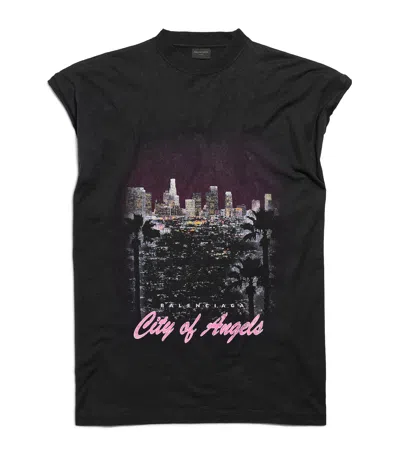 Balenciaga City Of Angels T-shirt In Black